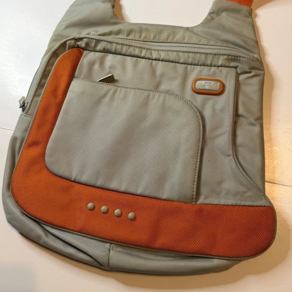 TUMI T-Tech Crossbody Messenger Bag Tan Orange Ballistic Nylon Tech Bag